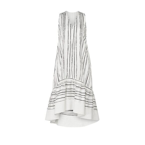 3.1 Phillip Lim High Low Painted White Striped Sleeveless V-Neck Midi Dress 2 - Picture 4 of 15